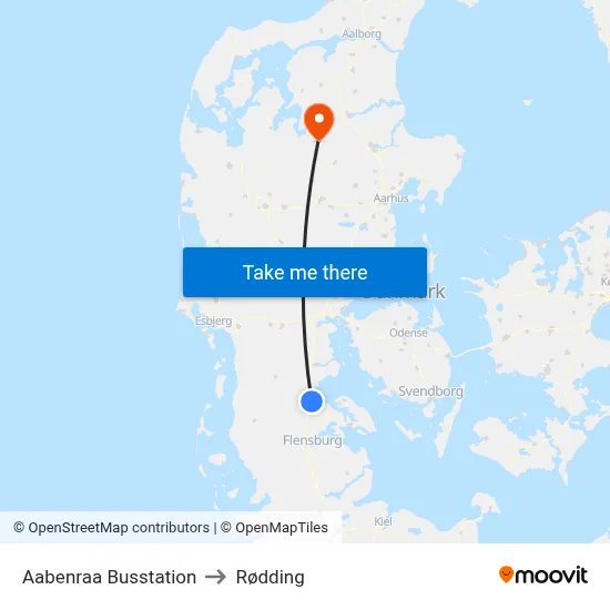 Aabenraa Busstation to Rødding map