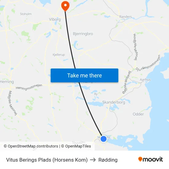 Vitus Berings Plads (Horsens Kom) to Rødding map