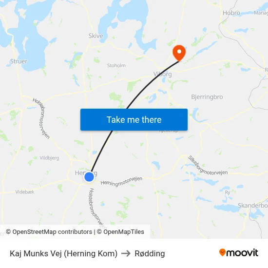 Kaj Munks Vej (Herning Kom) to Rødding map