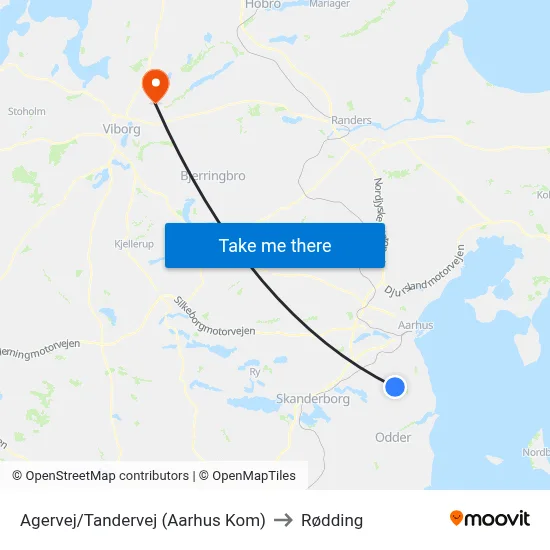 Agervej/Tandervej (Aarhus Kom) to Rødding map