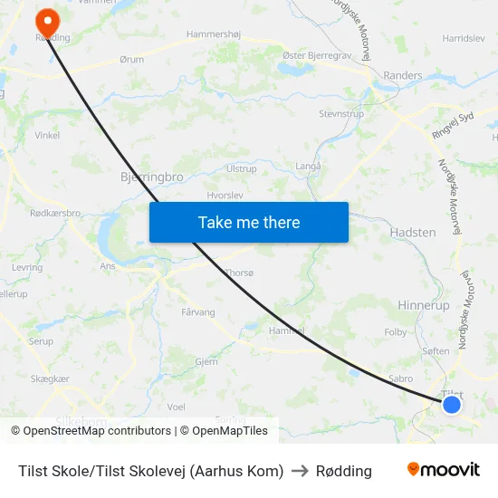 Tilst Skole/Tilst Skolevej (Aarhus Kom) to Rødding map