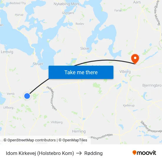 Idom Kirkevej (Holstebro Kom) to Rødding map