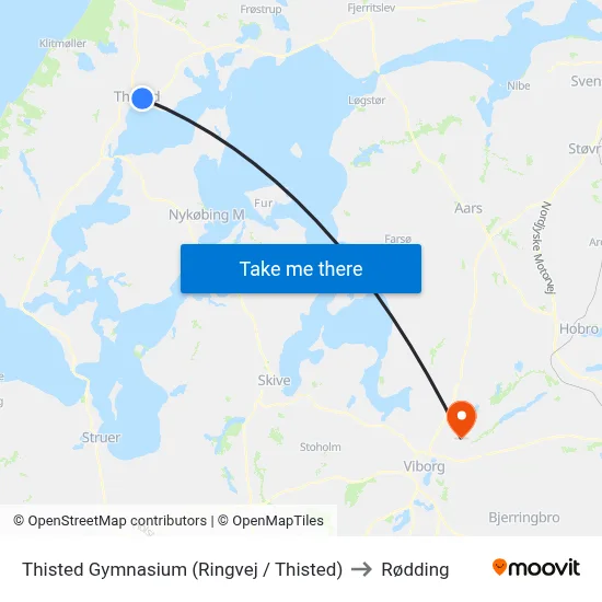Thisted Gymnasium (Ringvej / Thisted) to Rødding map