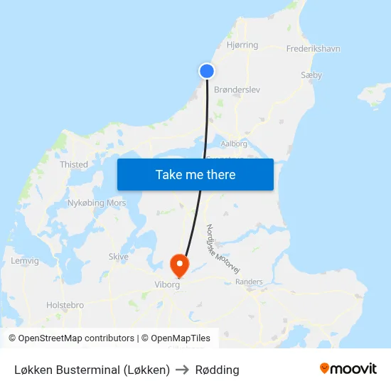 Løkken Busterminal (Løkken) to Rødding map