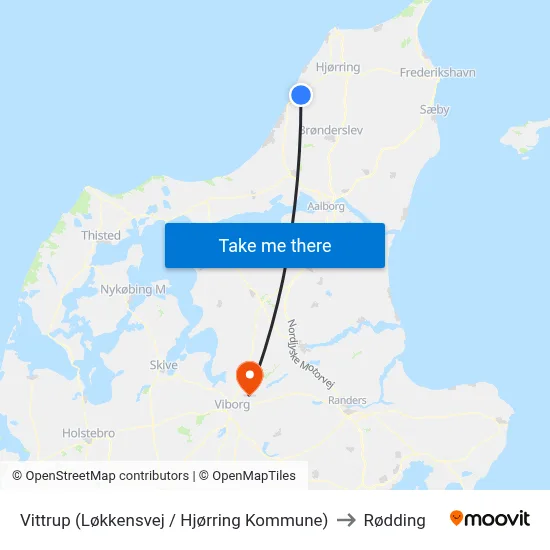 Vittrup (Løkkensvej / Hjørring Kommune) to Rødding map