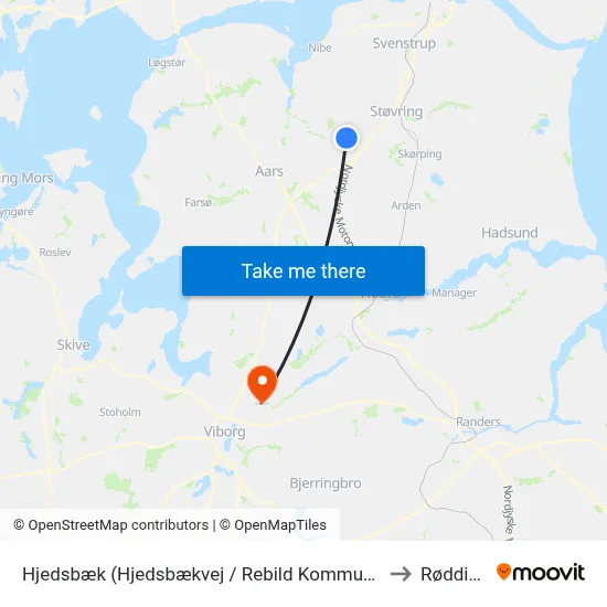 Hjedsbæk (Hjedsbækvej / Rebild Kommune) to Rødding map
