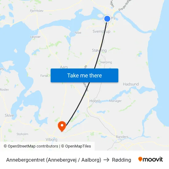 Annebergcentret (Annebergvej / Aalborg) to Rødding map