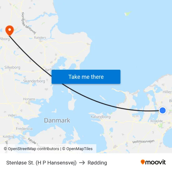 Stenløse St. (H P Hansensvej) to Rødding map