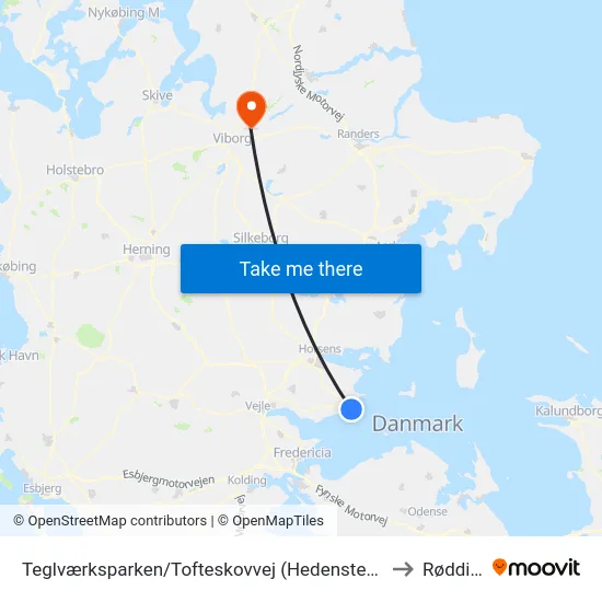Teglværksparken/Tofteskovvej (Hedensted Kom) to Rødding map