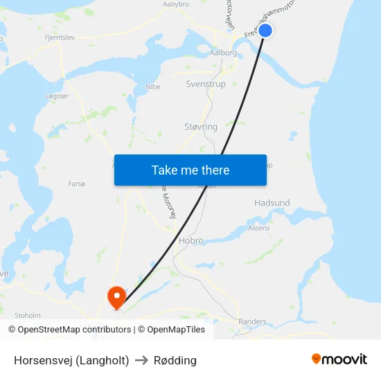 Horsensvej (Langholt) to Rødding map