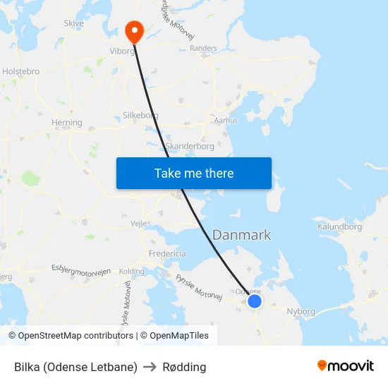 Bilka (Odense Letbane) to Rødding map