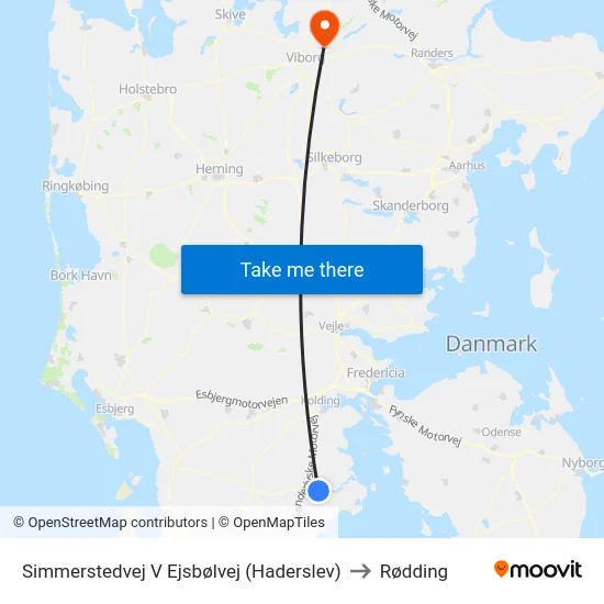 Simmerstedvej V Ejsbølvej (Haderslev) to Rødding map