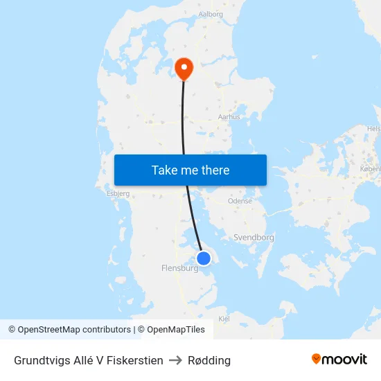 Grundtvigs Allé V Fiskerstien to Rødding map