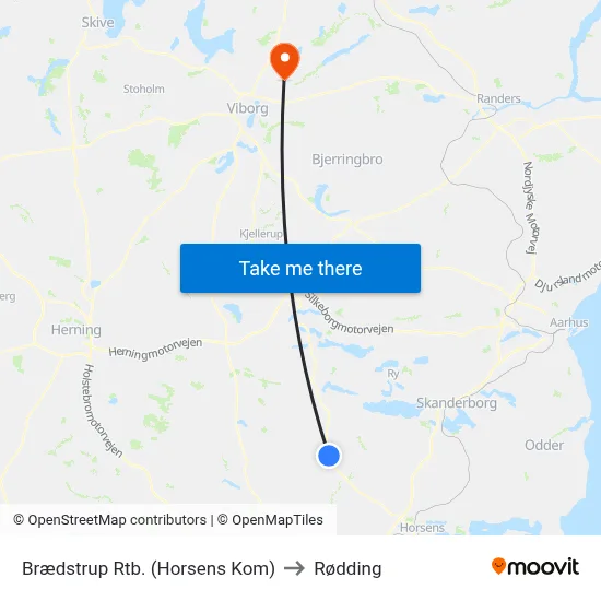 Brædstrup Rtb. (Horsens Kom) to Rødding map