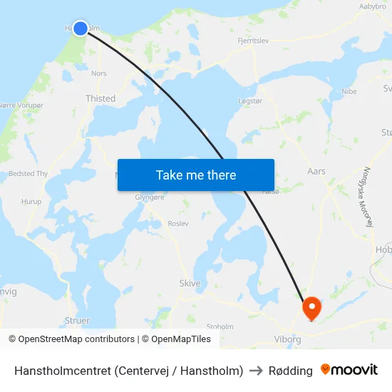 Hanstholmcentret (Centervej / Hanstholm) to Rødding map