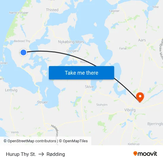 Hurup Thy St. to Rødding map