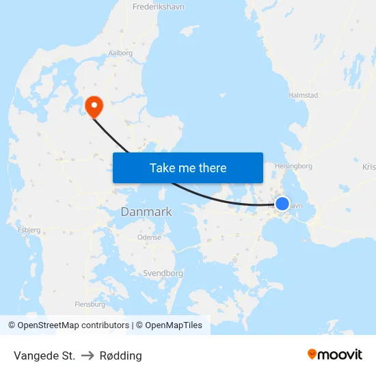 Vangede St. to Rødding map