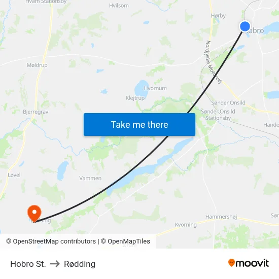 Hobro St. to Rødding map