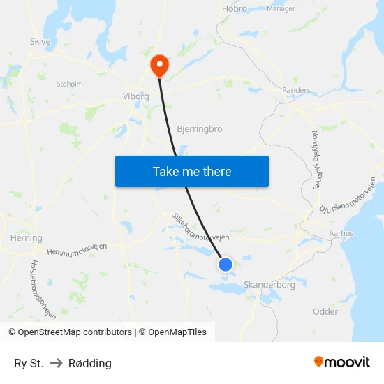 Ry St. to Rødding map