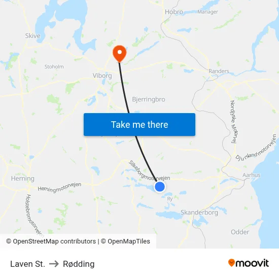 Laven St. to Rødding map
