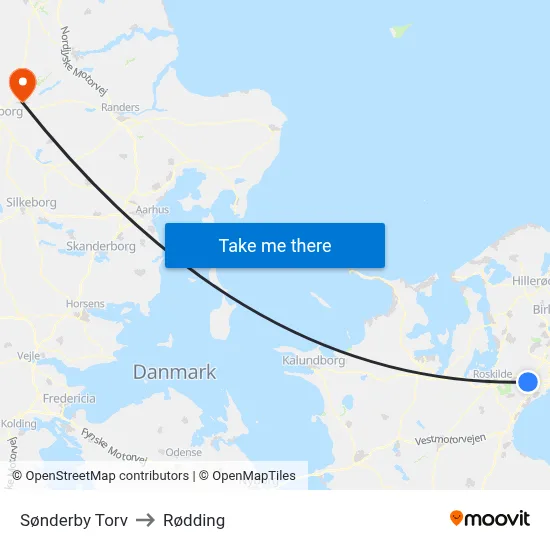 Sønderby Torv to Rødding map