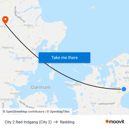 City 2 Rød Indgang (City 2) to Rødding map