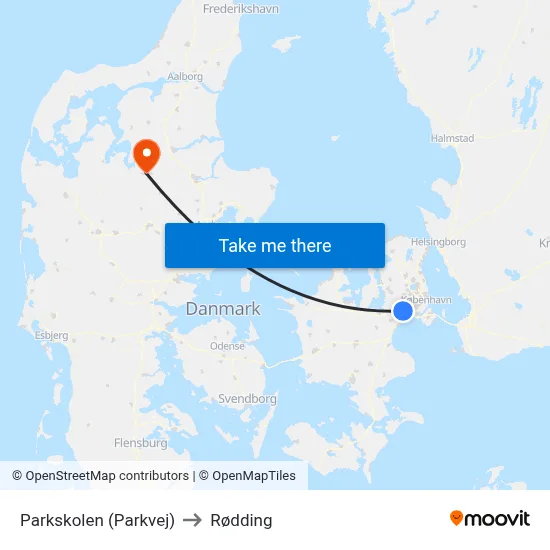 Parkskolen (Parkvej) to Rødding map