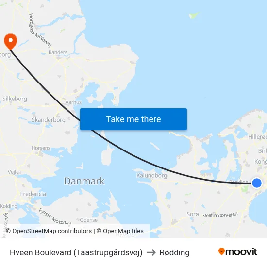 Hveen Boulevard (Taastrupgårdsvej) to Rødding map
