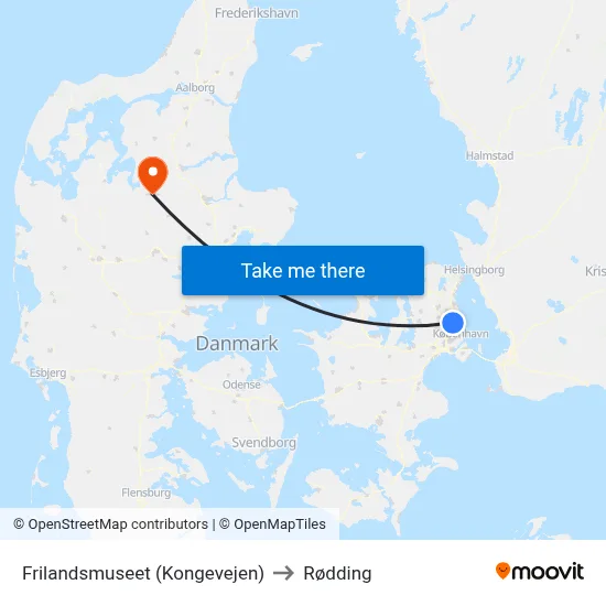 Frilandsmuseet (Kongevejen) to Rødding map