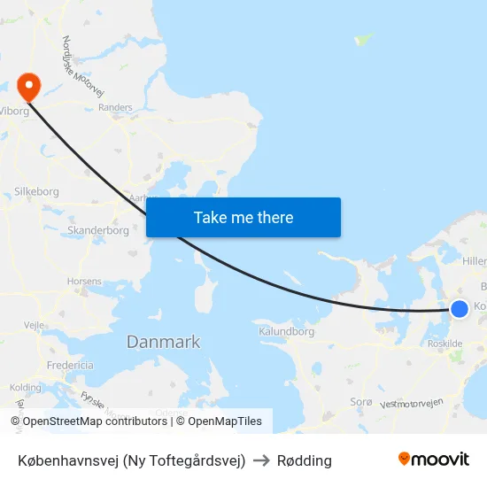 Københavnsvej (Ny Toftegårdsvej) to Rødding map