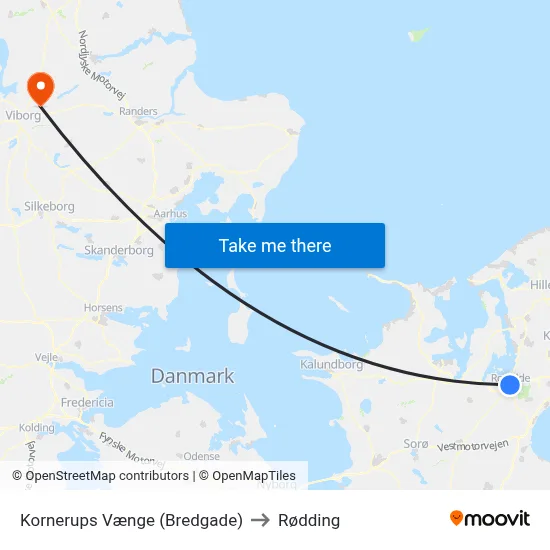 Kornerups Vænge (Bredgade) to Rødding map
