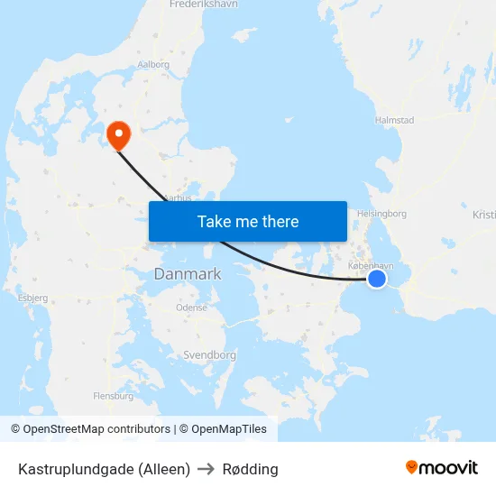 Kastruplundgade (Alleen) to Rødding map