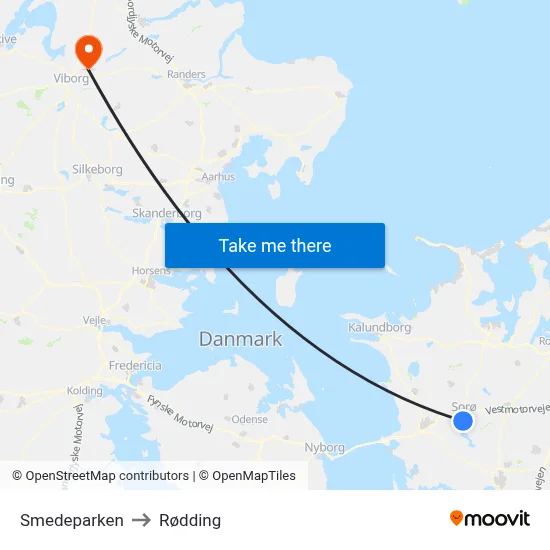 Smedeparken to Rødding map