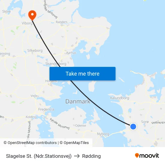 Slagelse St. (Ndr.Stationsvej) to Rødding map