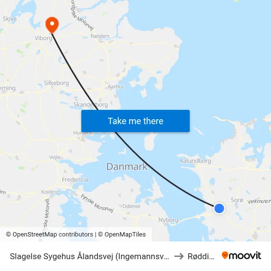 Slagelse Sygehus Ålandsvej (Ingemannsvej) to Rødding map