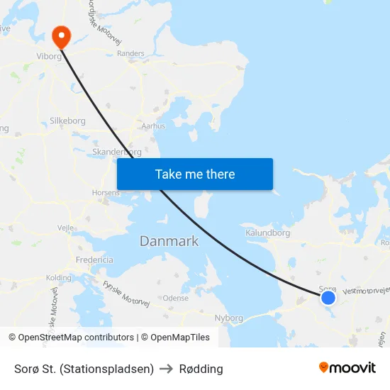 Sorø St. (Stationspladsen) to Rødding map