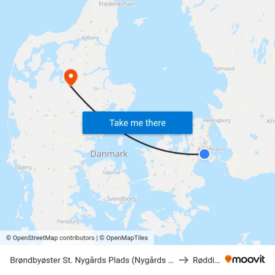 Brøndbyøster St. Nygårds Plads (Nygårds Plads) to Rødding map