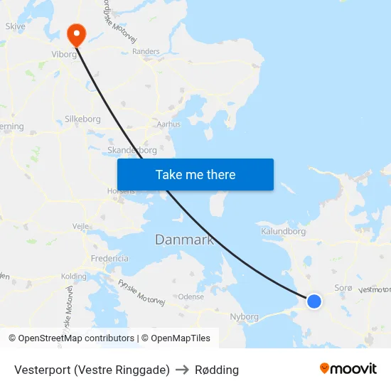 Vesterport (Vestre Ringgade) to Rødding map