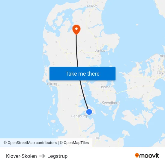Kløver-Skolen to Løgstrup map