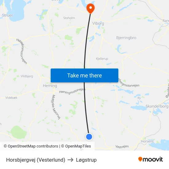 Horsbjergvej (Vesterlund) to Løgstrup map