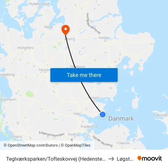 Teglværksparken/Tofteskovvej (Hedensted Kom) to Løgstrup map