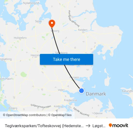 Teglværksparken/Tofteskovvej (Hedensted Kom) to Løgstrup map