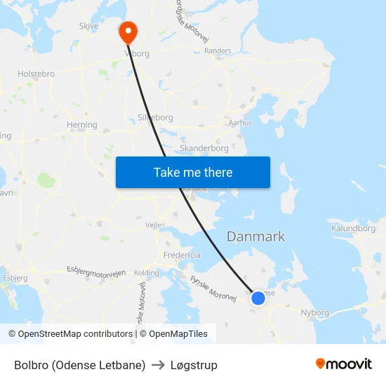 Bolbro (Odense Letbane) to Løgstrup map