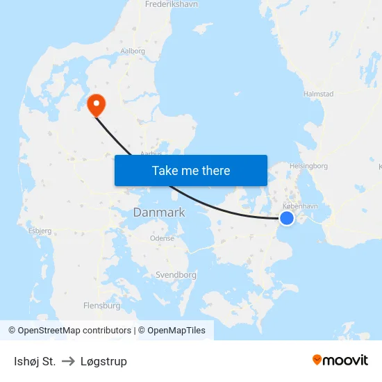 Ishøj St. to Løgstrup map