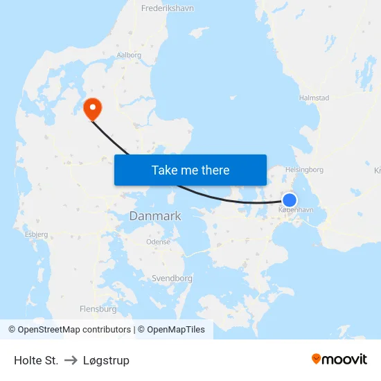 Holte St. to Løgstrup map