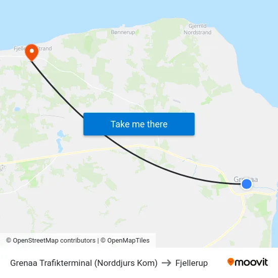 Grenaa Trafikterminal (Norddjurs Kom) to Fjellerup map