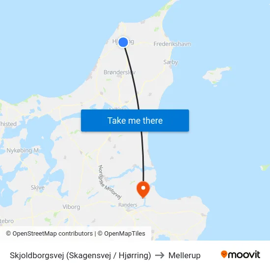 Skjoldborgsvej (Skagensvej / Hjørring) to Mellerup map