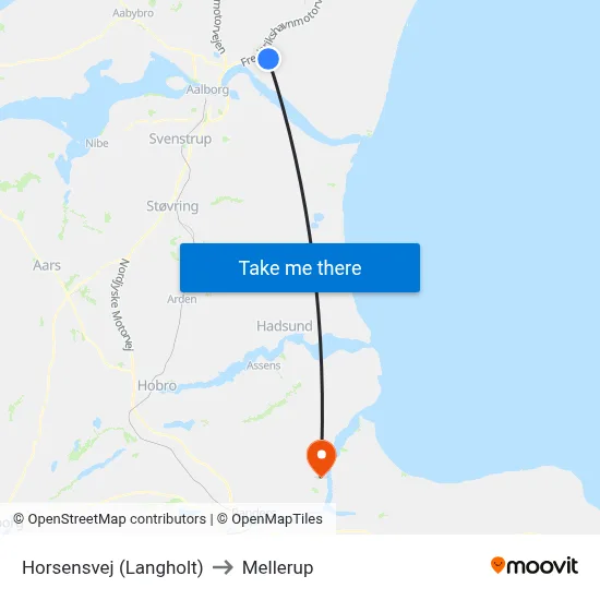 Horsensvej (Langholt) to Mellerup map
