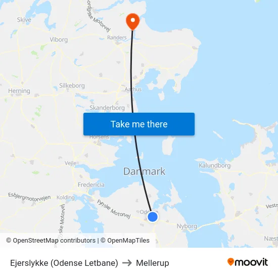 Ejerslykke (Odense Letbane) to Mellerup map
