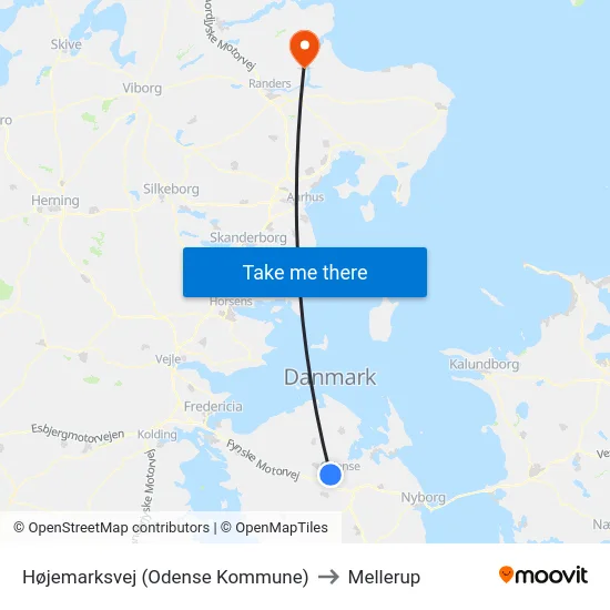 Højemarksvej (Odense Kommune) to Mellerup map